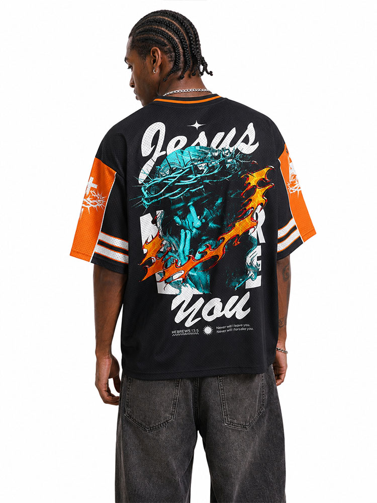 Never Leave You Graphic Mesh Jersey