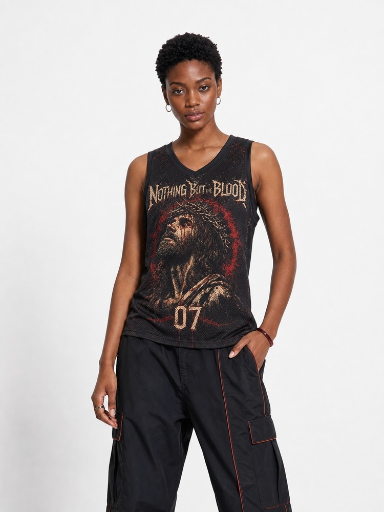 Thorn Blood Graphic Mesh Jersey Tank Top