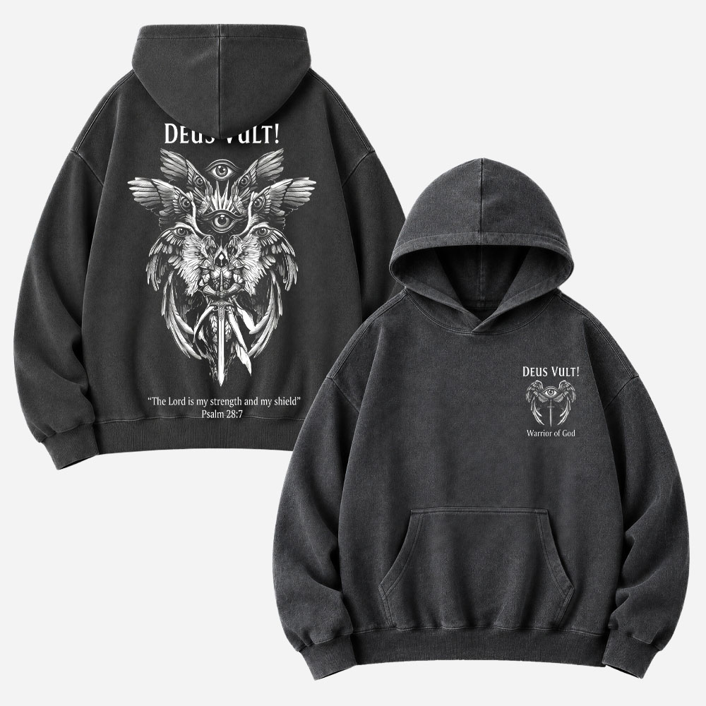 Eye Wing Sword Vintage Washed Hoodie