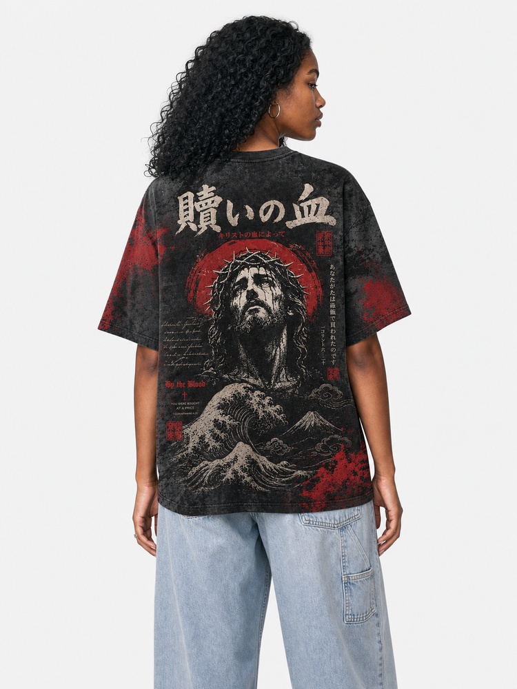 By The Blood Eco Oversized Graphic Tees · GRS Certified