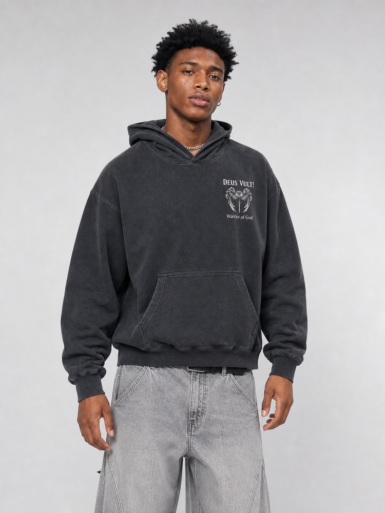 Eye Wing Sword Vintage Washed Hoodie