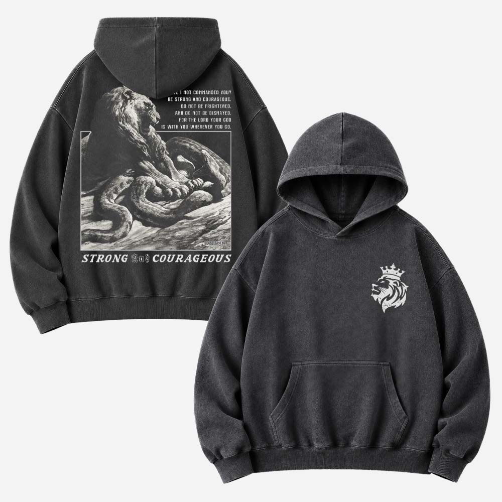 Strong and Courageous Vintage Washed Hoodie