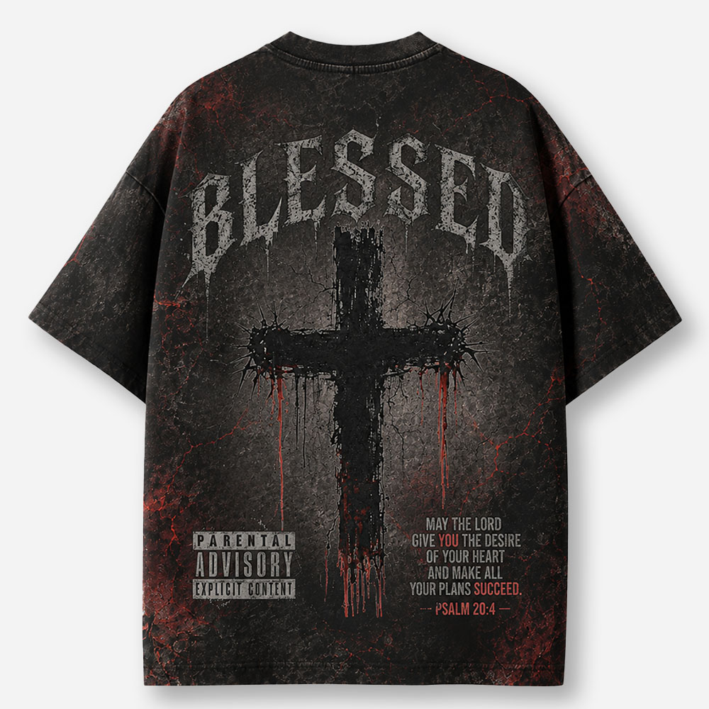 Blessed Cross Eco Oversized Graphic Tees · GRS Certified
