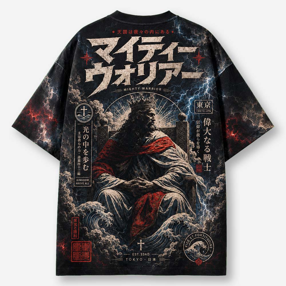 Mighty Warrior Eco Oversized Graphic Tees · GRS Certified