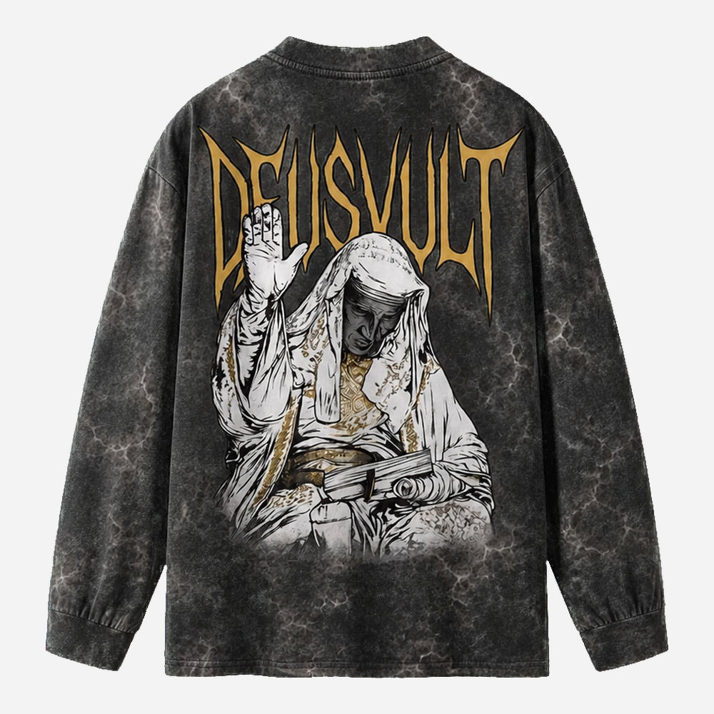 Masked King Eco Oversized Long-Sleeve Graphic Tees · GRS Certified
