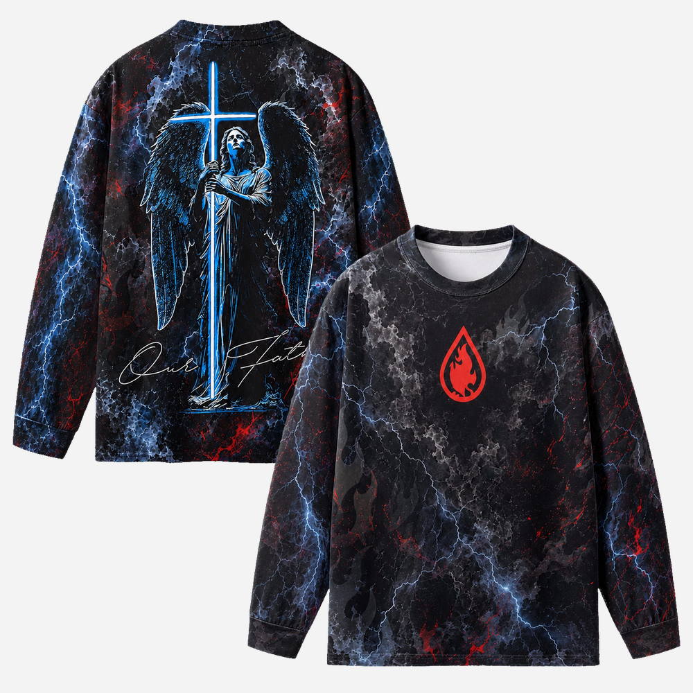 Angel Guard Eco Oversized Long-Sleeve Graphic Tees · GRS Certified