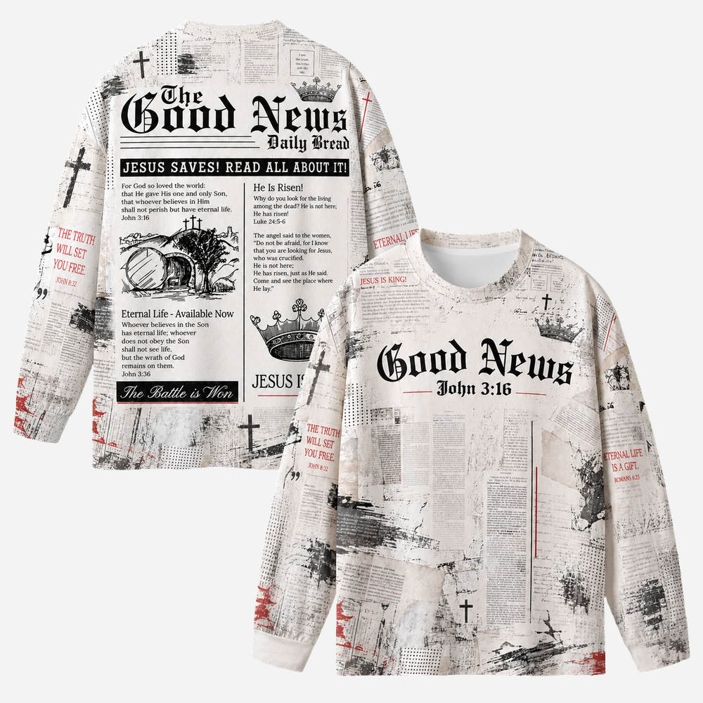 The Good News Eco Oversized Long-Sleeve Graphic Tees · GRS Certified