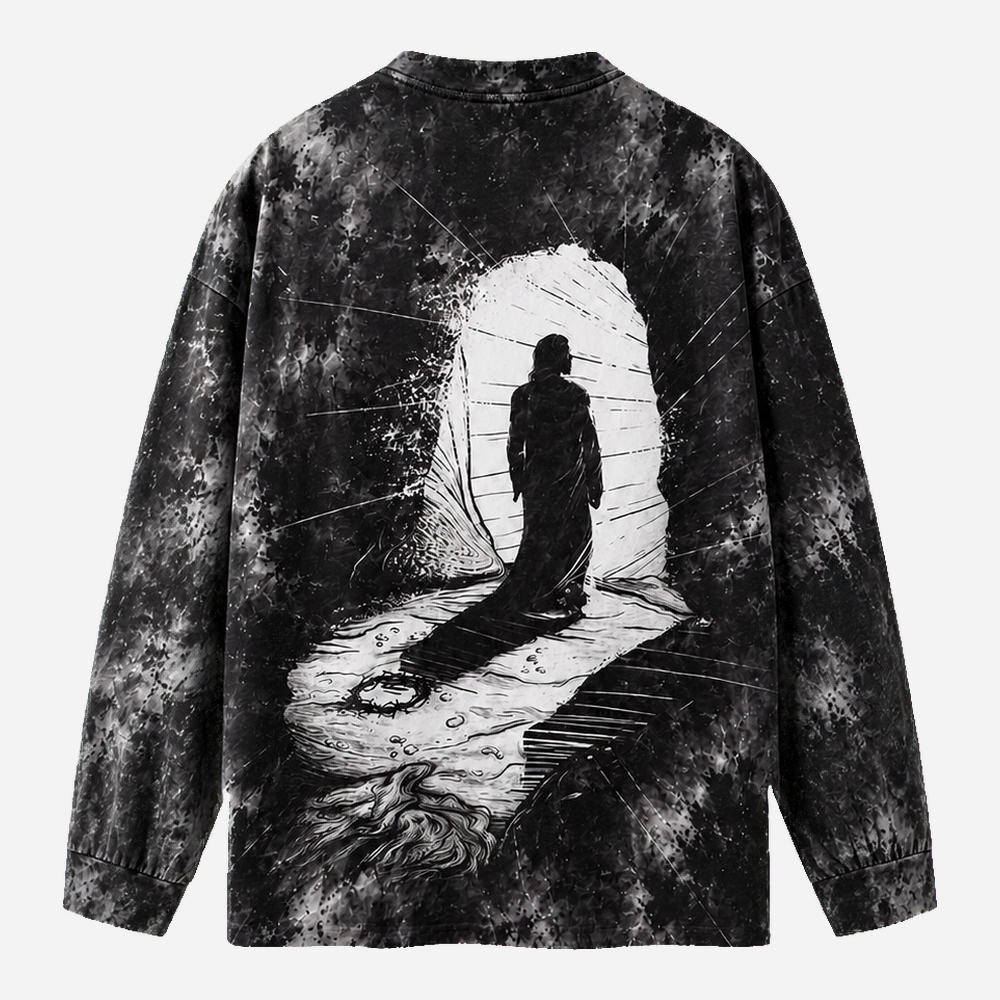 Resurrection Eco Oversized Long-Sleeve Graphic Tees · GRS Certified
