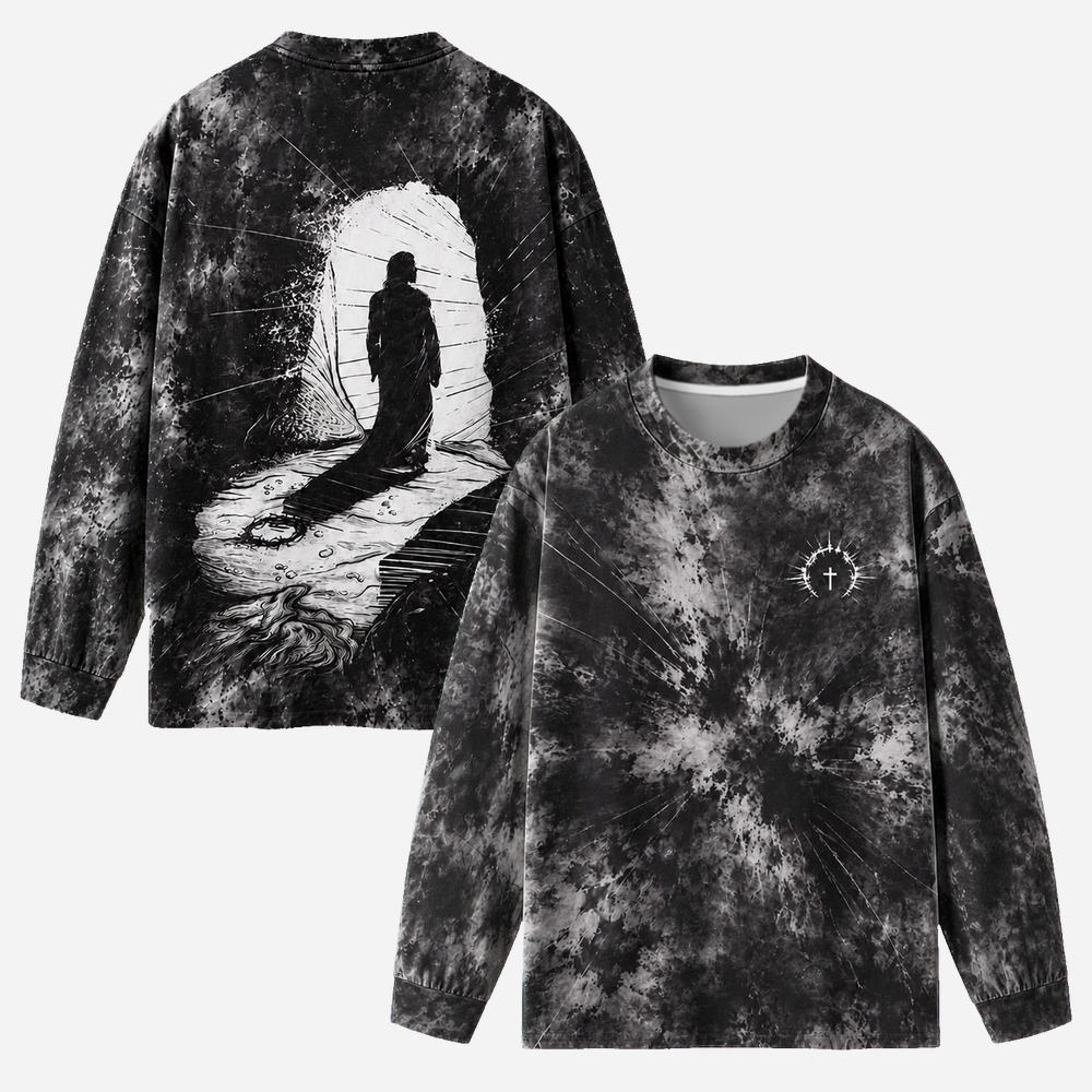 Resurrection Eco Oversized Long-Sleeve Graphic Tees · GRS Certified