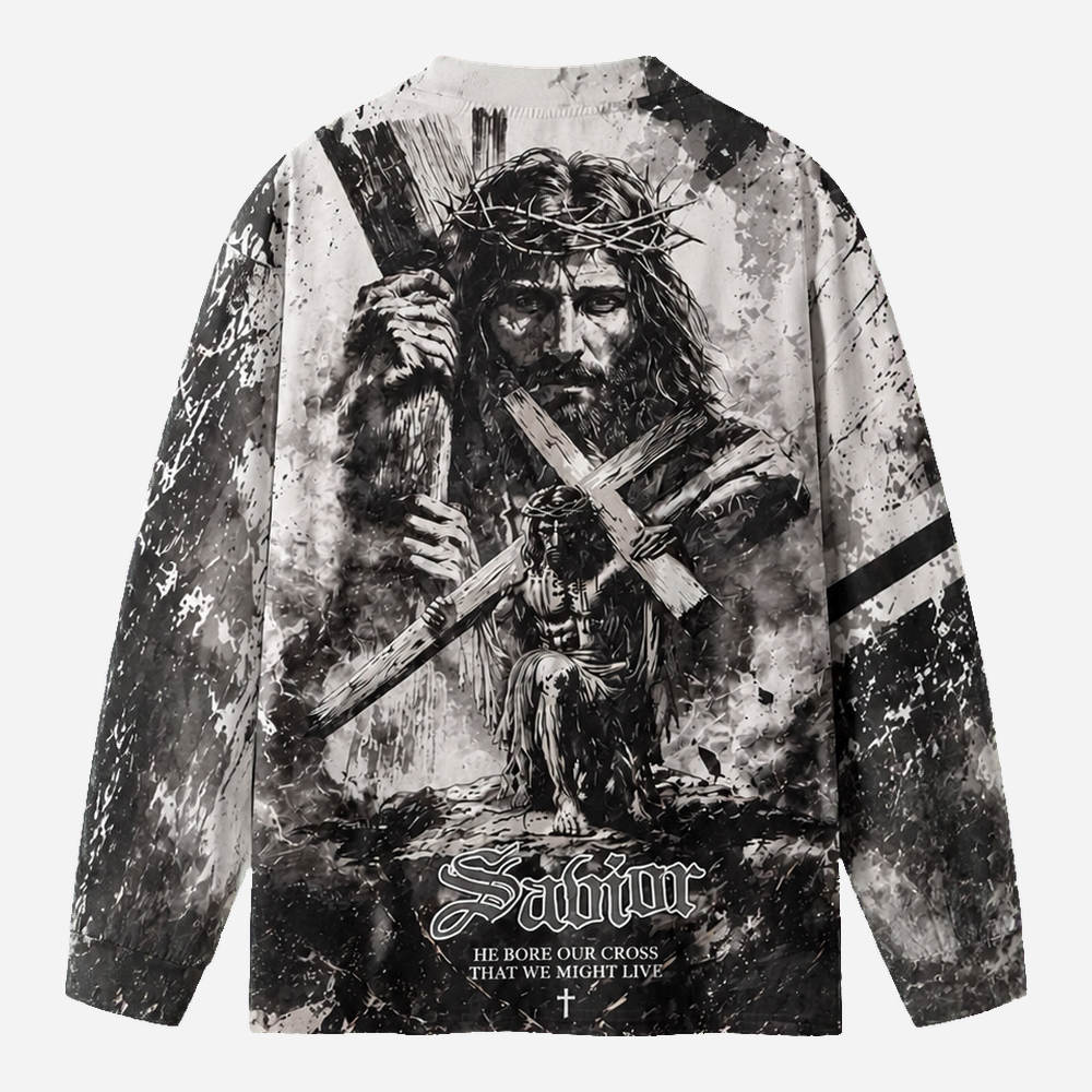 Burden Bearer Eco Oversized Long-Sleeve Graphic Tees · GRS Certified