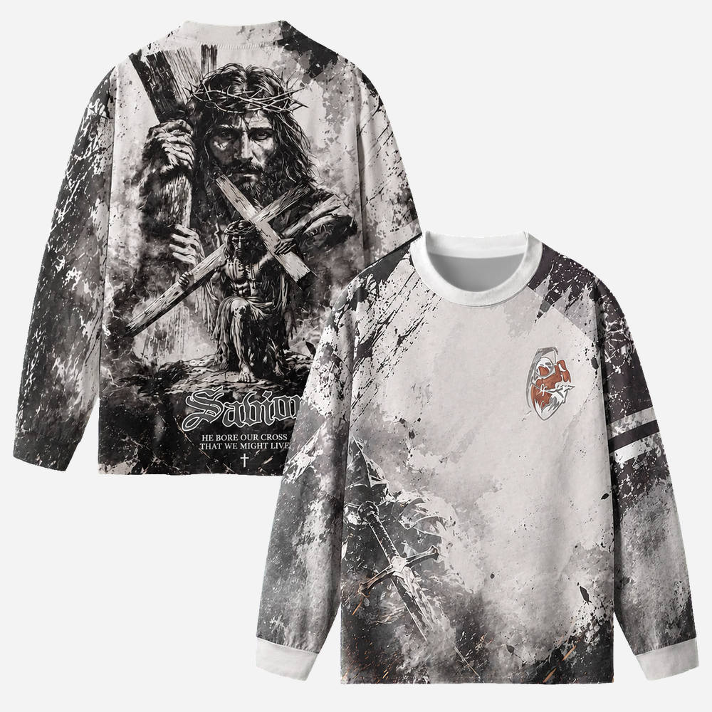 Burden Bearer Eco Oversized Long-Sleeve Graphic Tees · GRS Certified