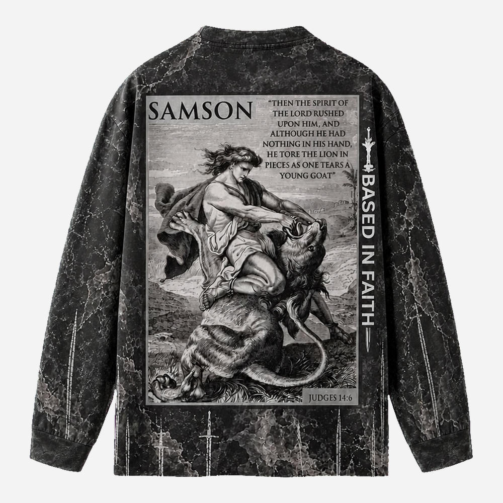 Lion Wrestler Eco Oversized Long-Sleeve Graphic Tees · GRS Certified