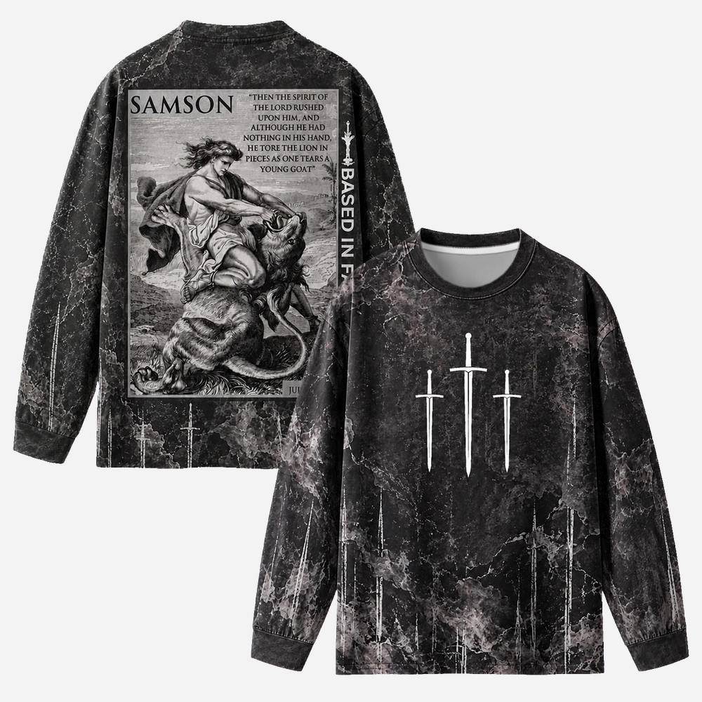 Lion Wrestler Eco Oversized Long-Sleeve Graphic Tees · GRS Certified