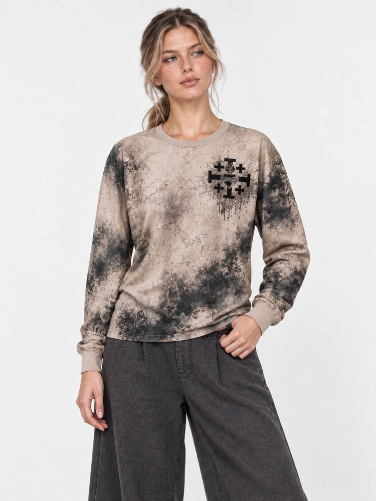 Memento Mori Eco Oversized Long-Sleeve Graphic Tees · GRS Certified