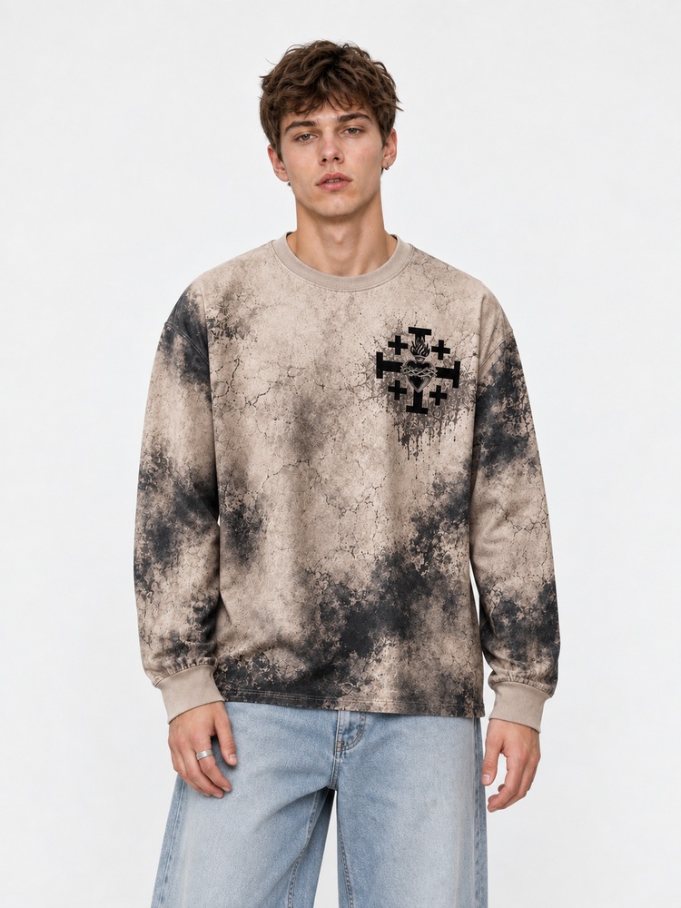 Memento Mori Eco Oversized Long-Sleeve Graphic Tees · GRS Certified