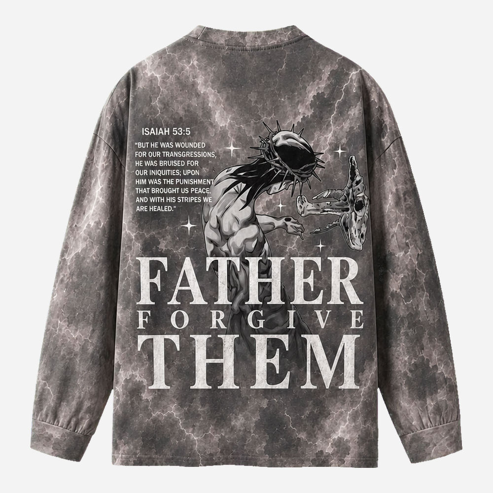 Forgiveness Eco Oversized Long-Sleeve Graphic Tees · GRS Certified