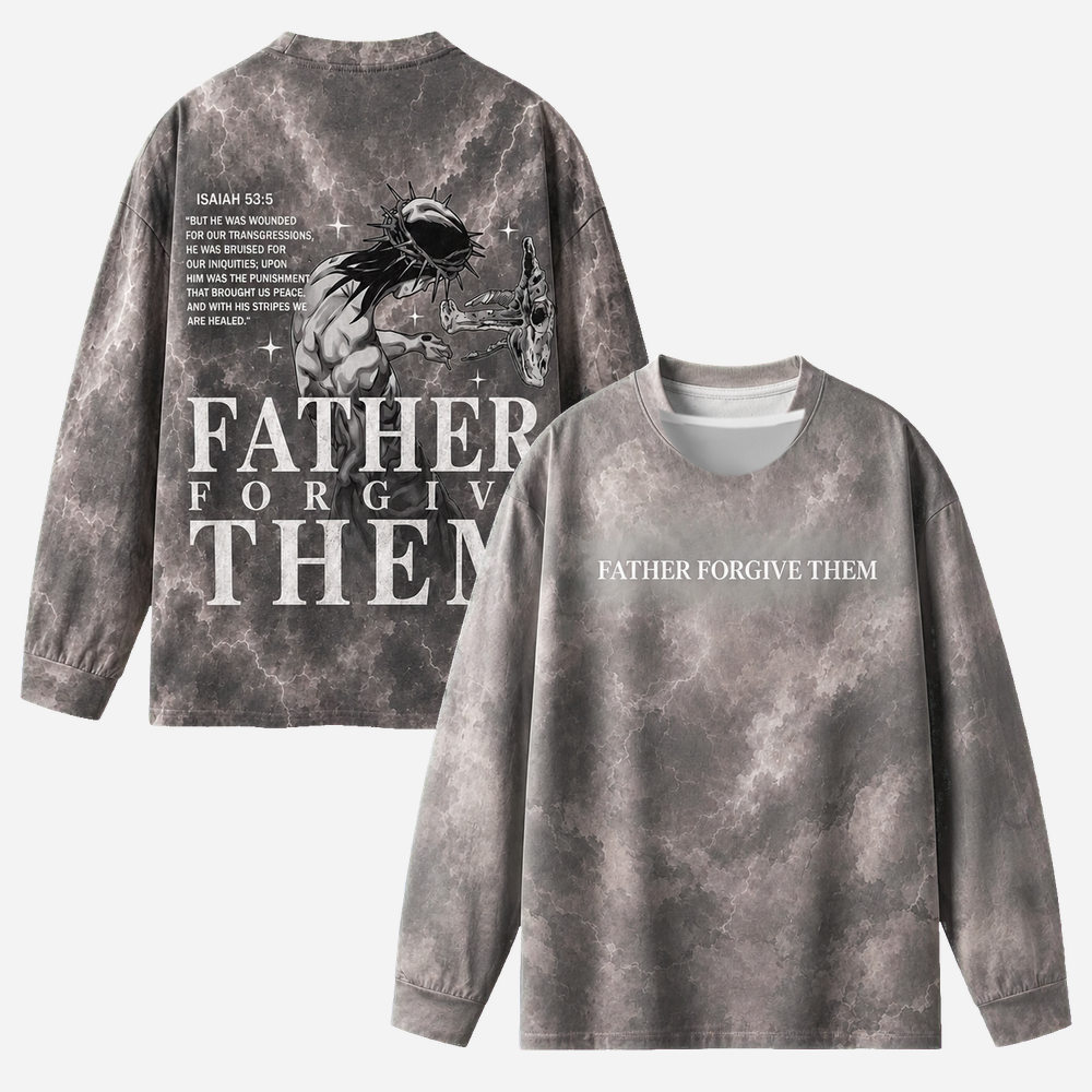 Forgiveness Eco Oversized Long-Sleeve Graphic Tees · GRS Certified