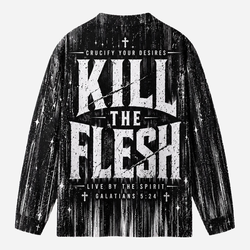 Kill the Flesh Eco Oversized Long-Sleeve Graphic Tees · GRS Certified