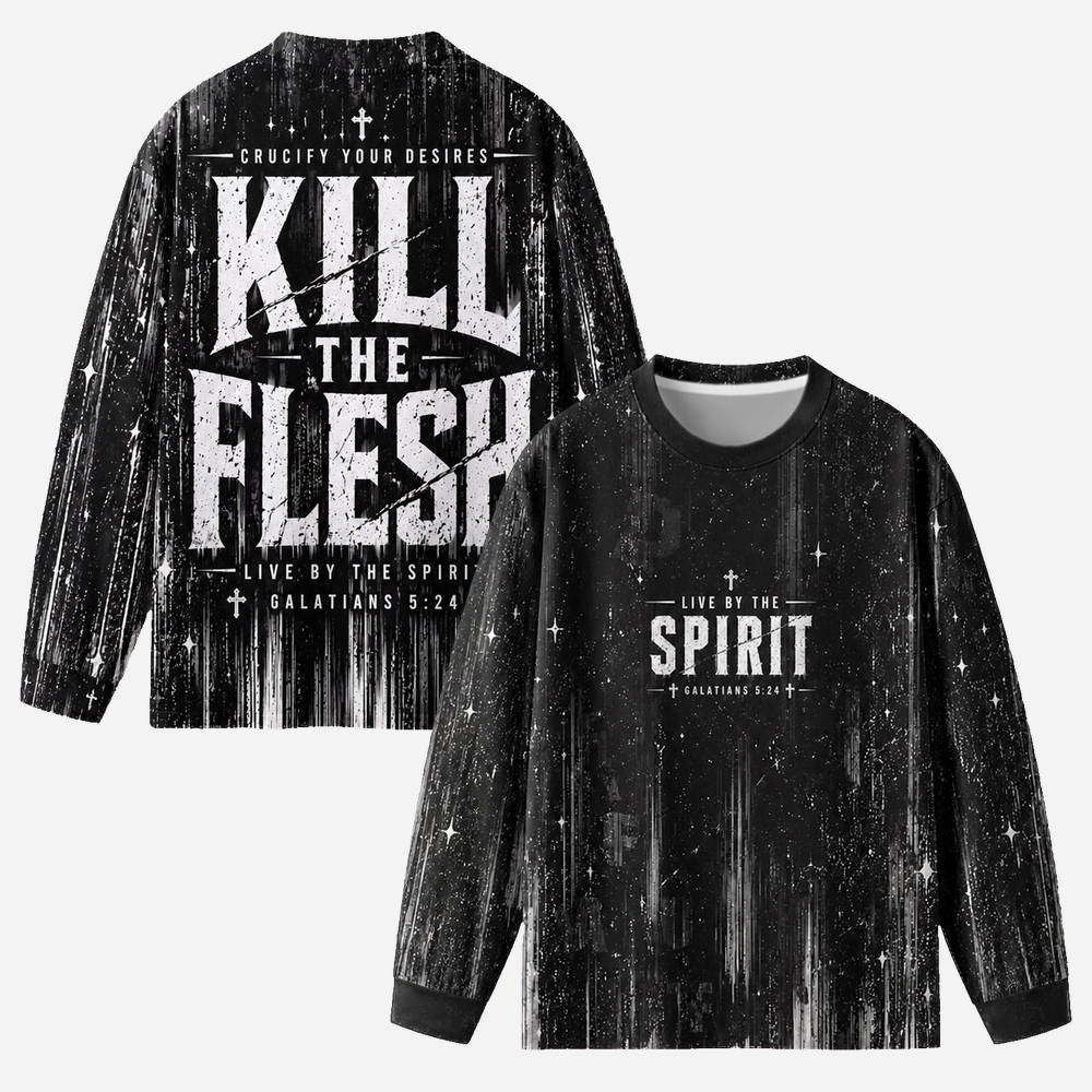 Kill the Flesh Eco Oversized Long-Sleeve Graphic Tees · GRS Certified