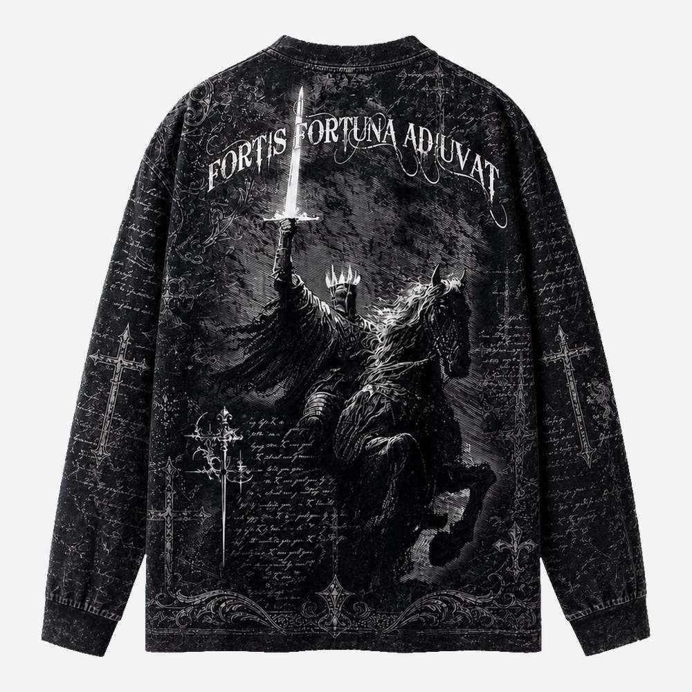 Fortune Rider Eco Oversized Long-Sleeve Graphic Tees · GRS Certified
