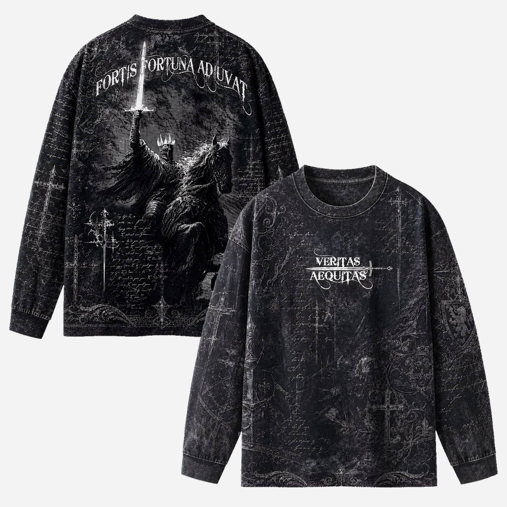 Fortune Rider Eco Oversized Long-Sleeve Graphic Tees · GRS Certified
