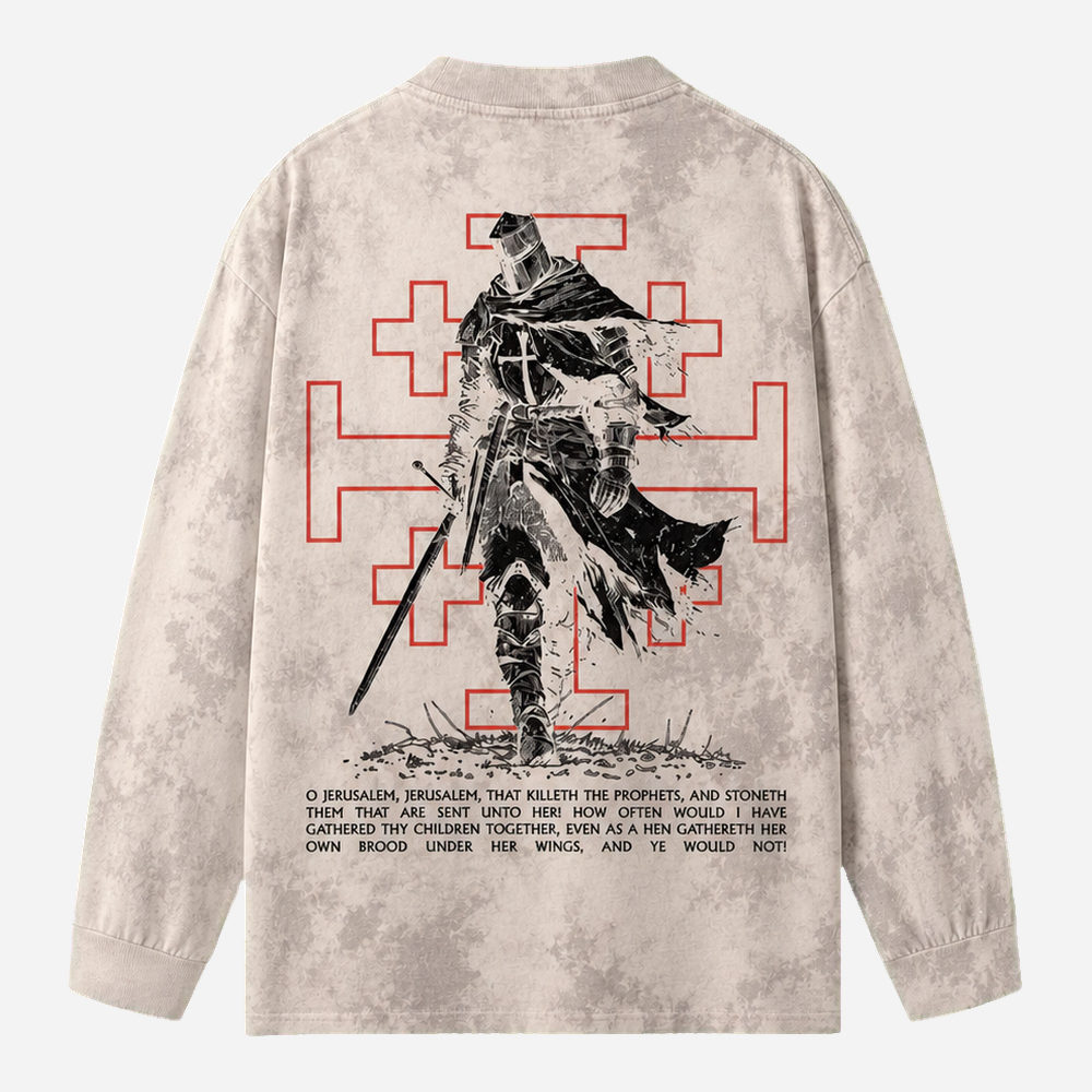 Red Knight Eco Oversized Long-Sleeve Graphic Tees · GRS Certified