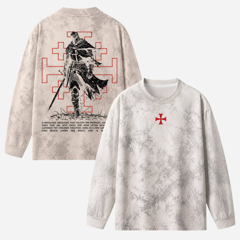 Red Knight Eco Oversized Long-Sleeve Graphic Tees · GRS Certified