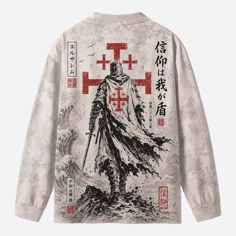 Red Knight Eco Oversized Long-Sleeve Graphic Tees · GRS Certified