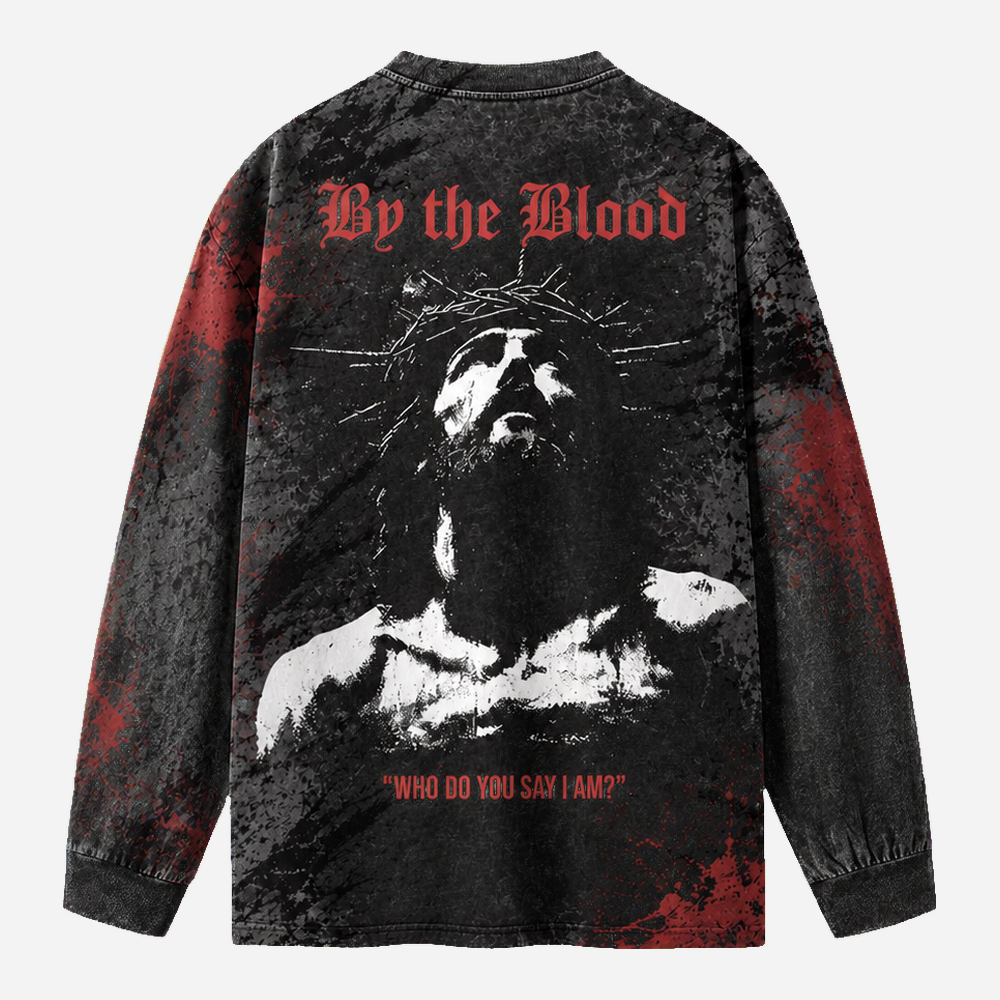 By The Blood Eco Oversized Long-Sleeve Graphic Tees · GRS Certified