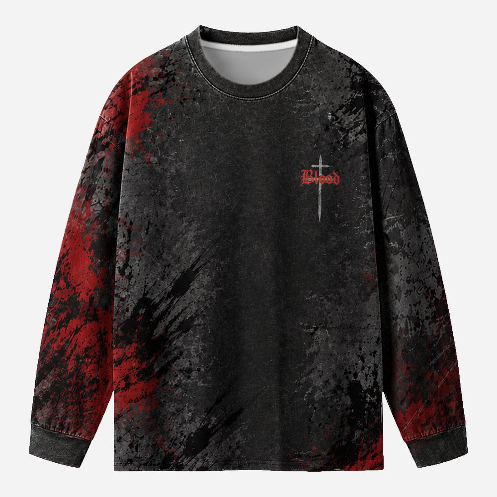 By The Blood Eco Oversized Long-Sleeve Graphic Tees · GRS Certified