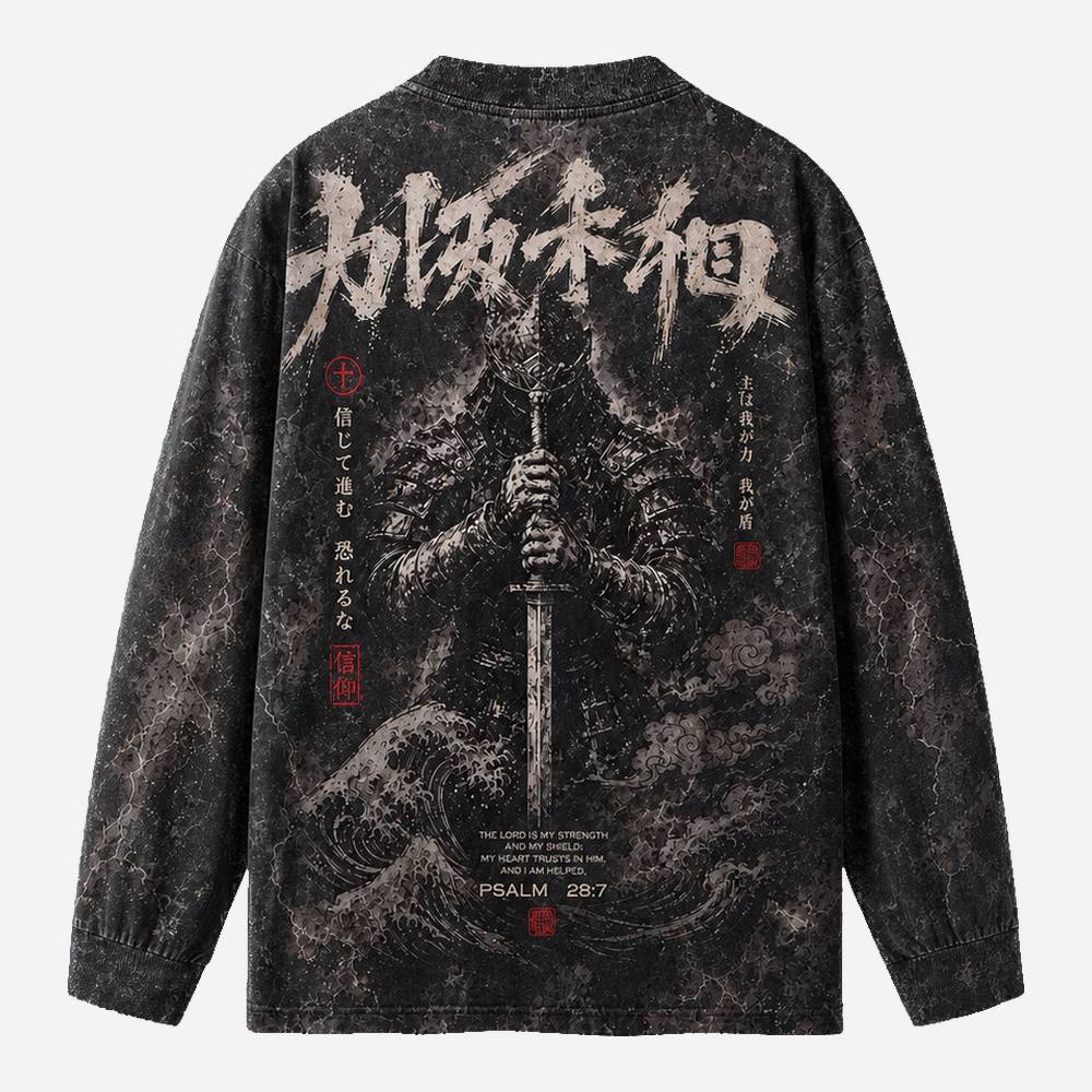 Warfare Knight Eco Oversized Long-Sleeve Graphic Tees · GRS Certified
