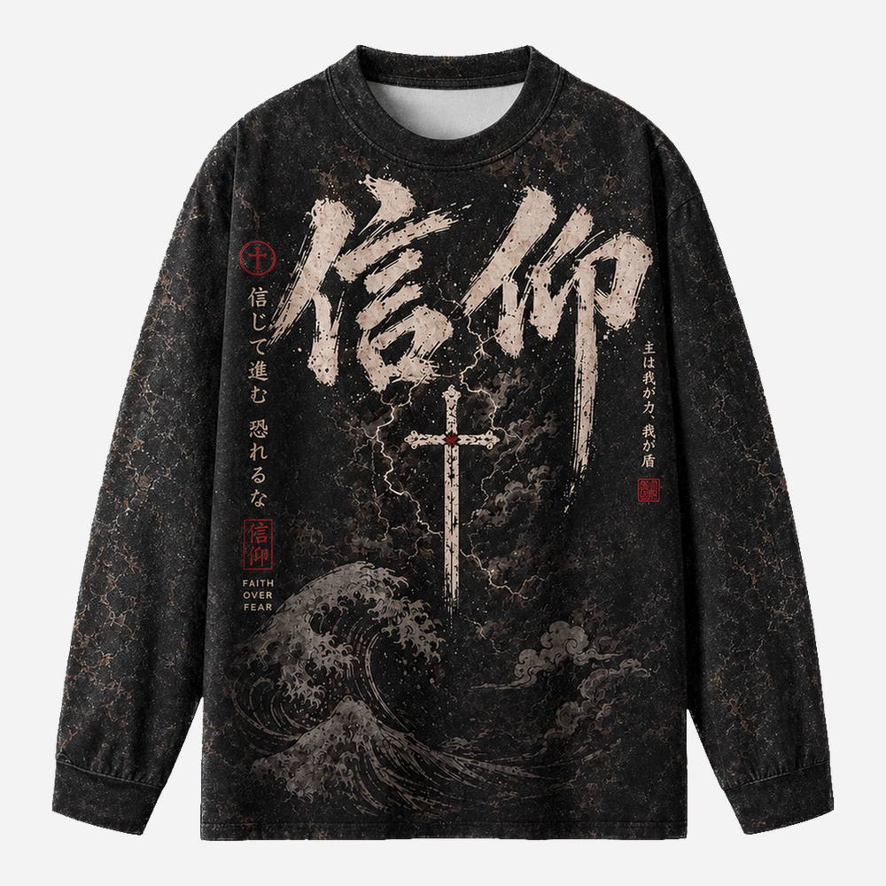 Warfare Knight Eco Oversized Long-Sleeve Graphic Tees · GRS Certified