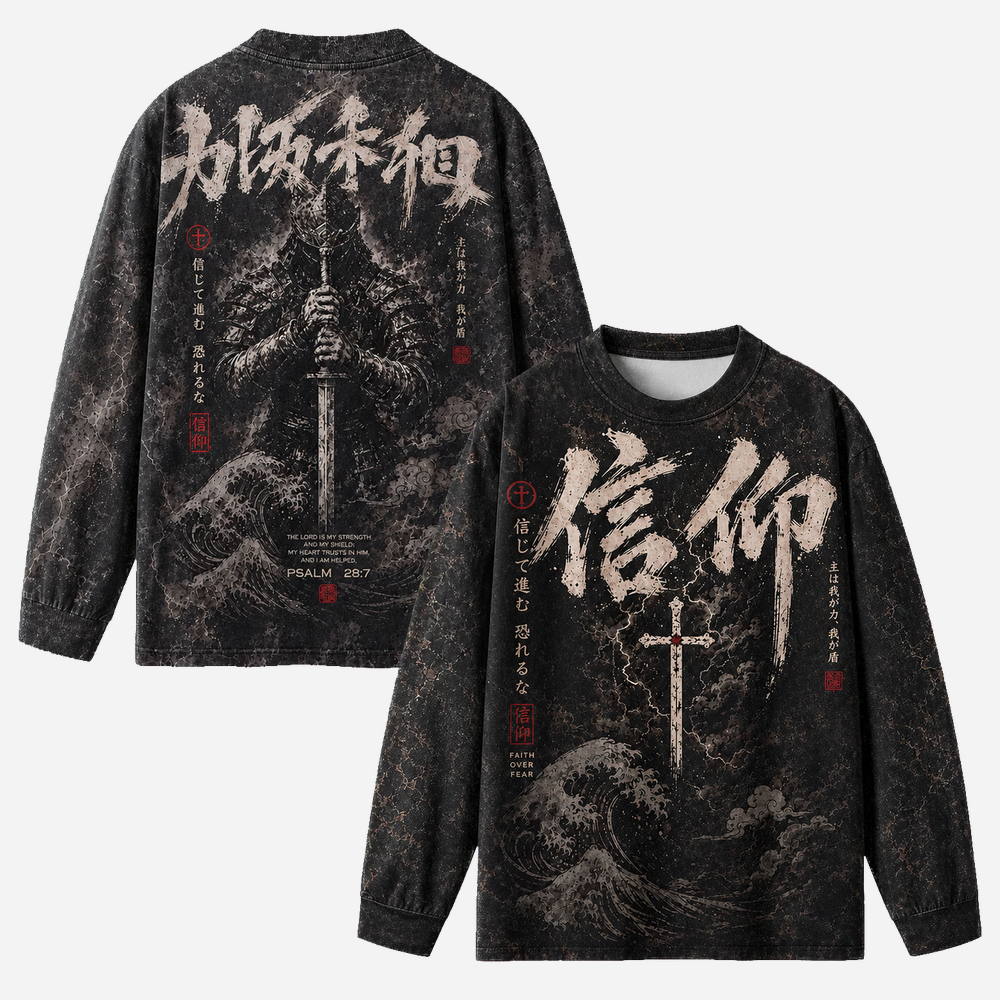 Warfare Knight Eco Oversized Long-Sleeve Graphic Tees · GRS Certified