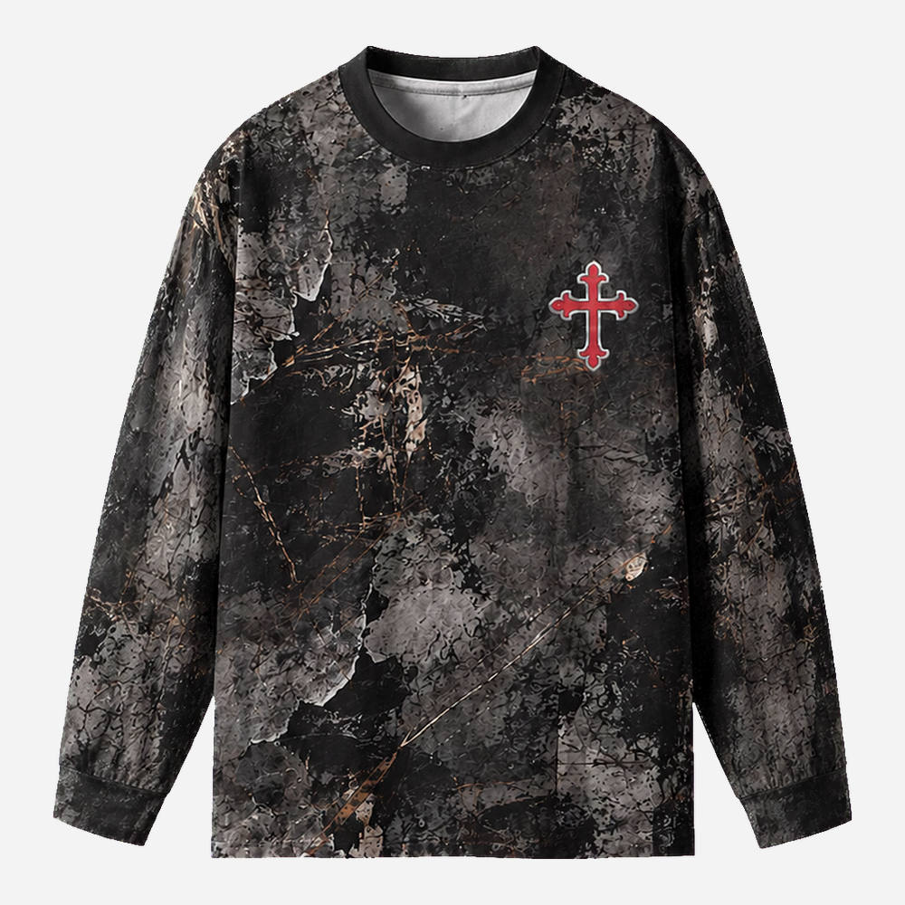 Crowned Defender Eco Oversized Long-Sleeve Graphic Tees · GRS Certified