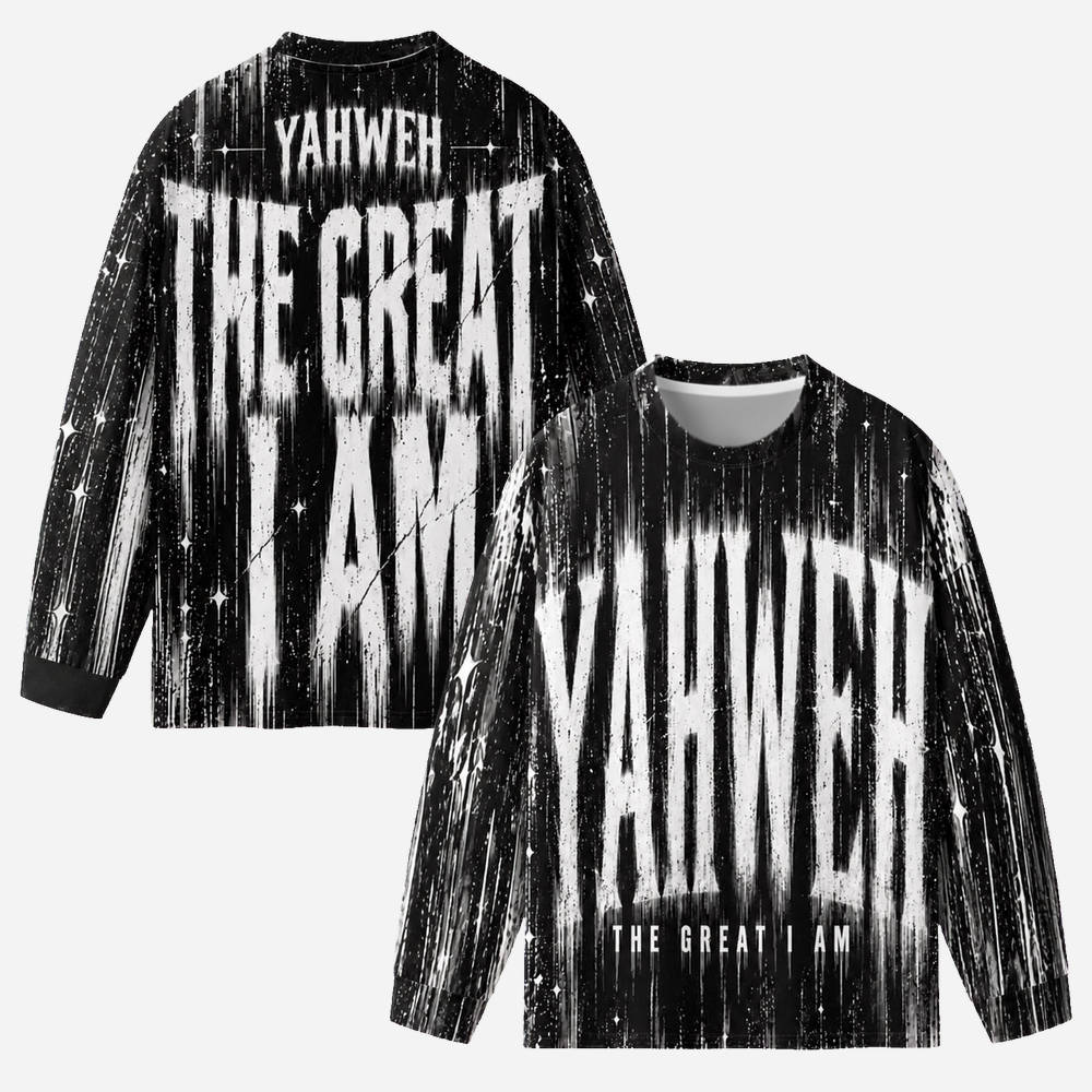 Great I Am Eco Oversized Long-Sleeve Graphic Tees · GRS Certified