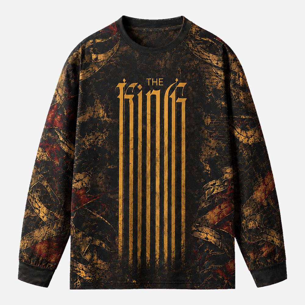 Crowned King Eco Oversized Long-Sleeve Graphic Tees · GRS Certified