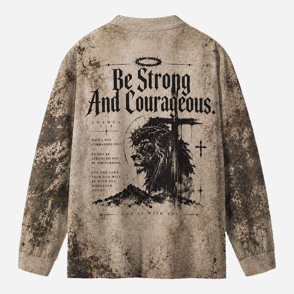 Courage Lion Eco Oversized Long-Sleeve Graphic Tees · GRS Certified