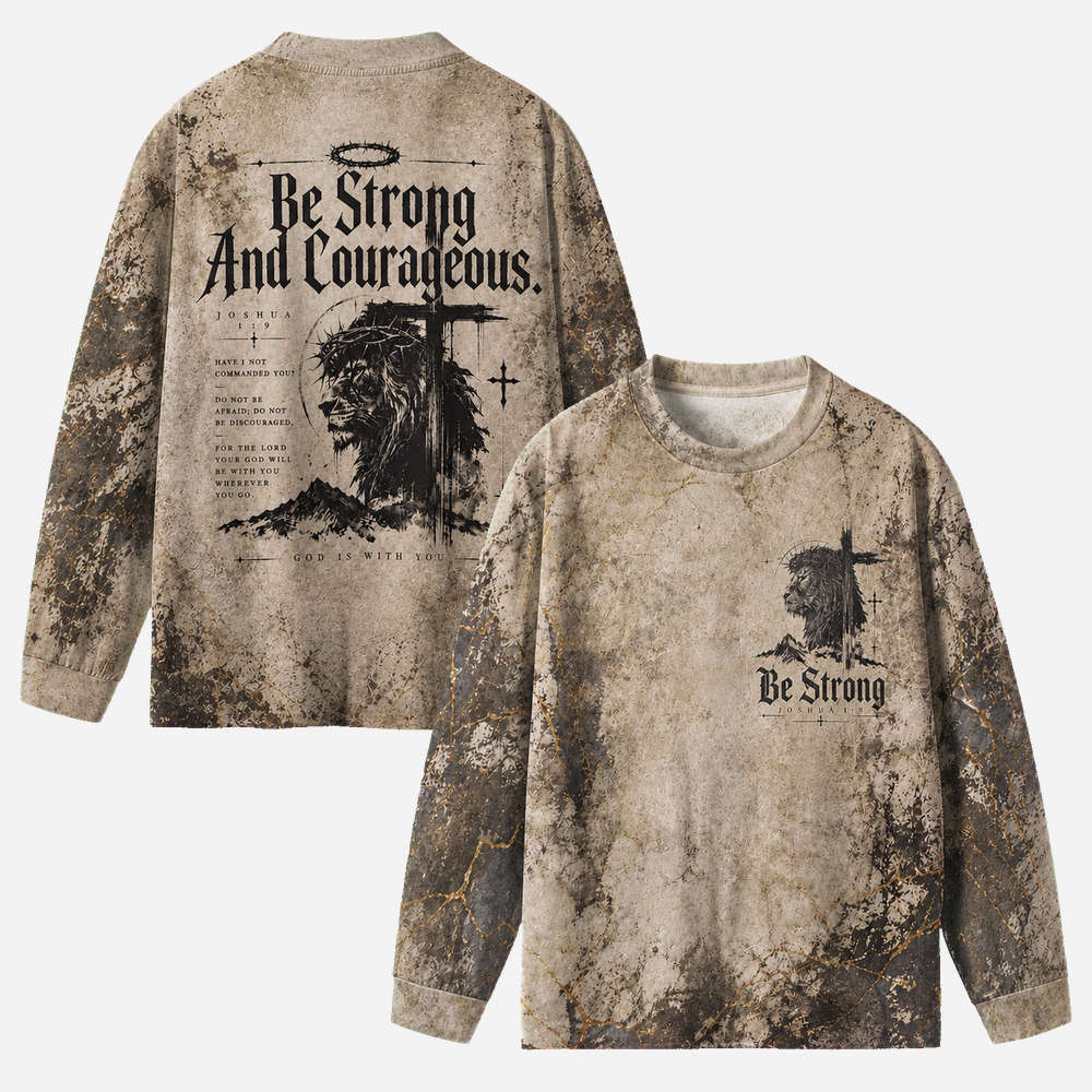 Courage Lion Eco Oversized Long-Sleeve Graphic Tees · GRS Certified