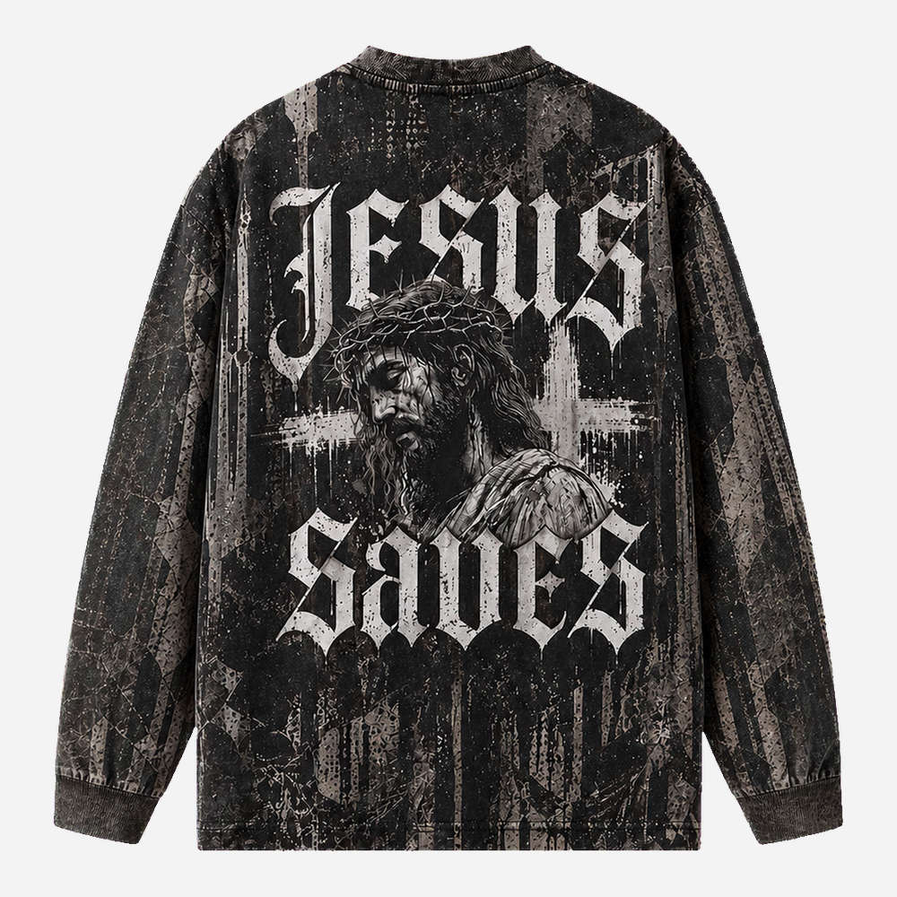 Rescue Portrait Eco Oversized Long-Sleeve Graphic Tees · GRS Certified