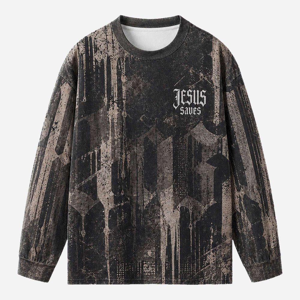 Rescue Portrait Eco Oversized Long-Sleeve Graphic Tees · GRS Certified