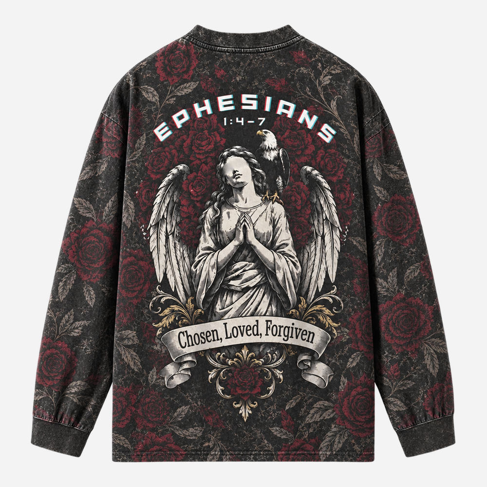 Rose Guardian Eco Oversized Long-Sleeve Graphic Tees · GRS Certified