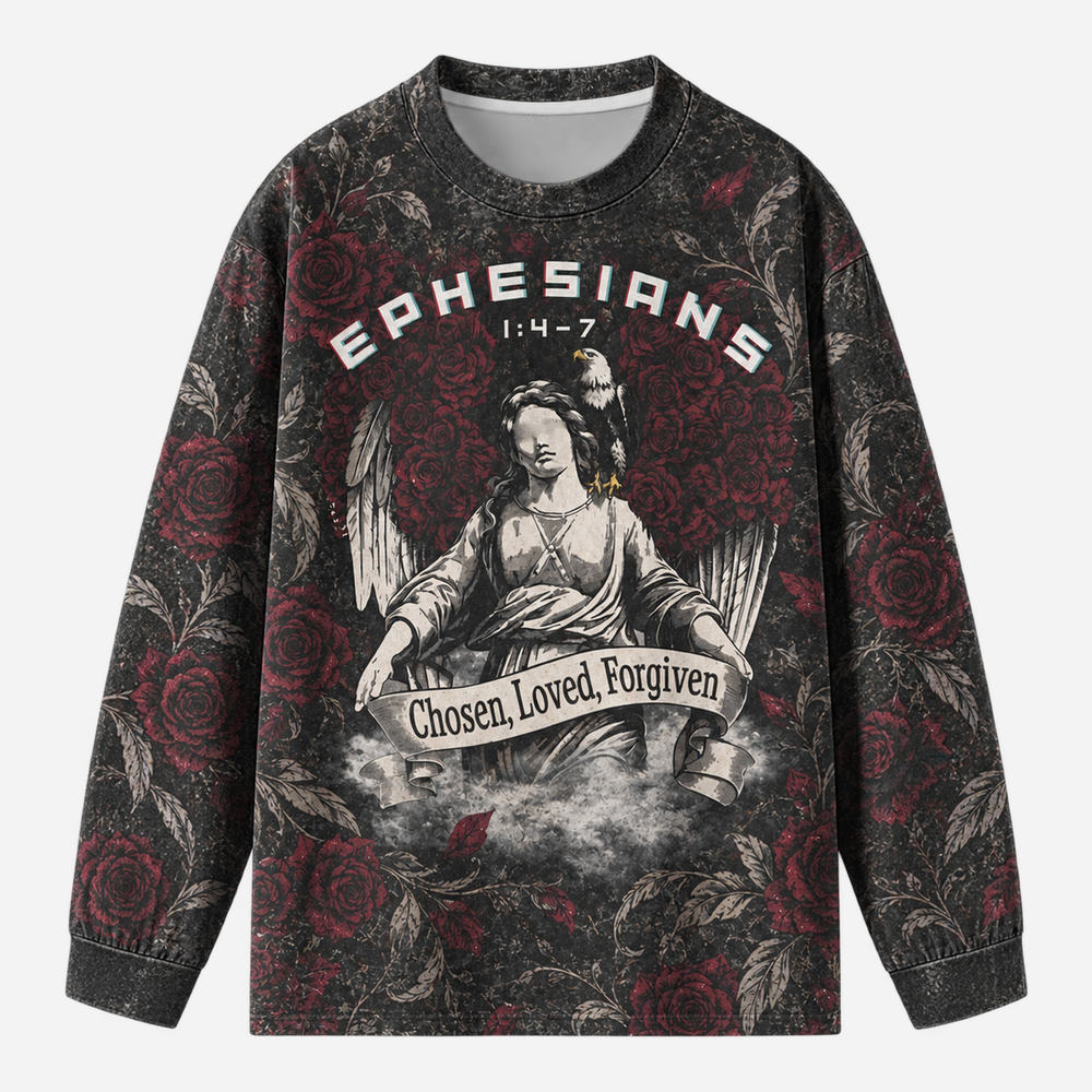 Rose Guardian Eco Oversized Long-Sleeve Graphic Tees · GRS Certified