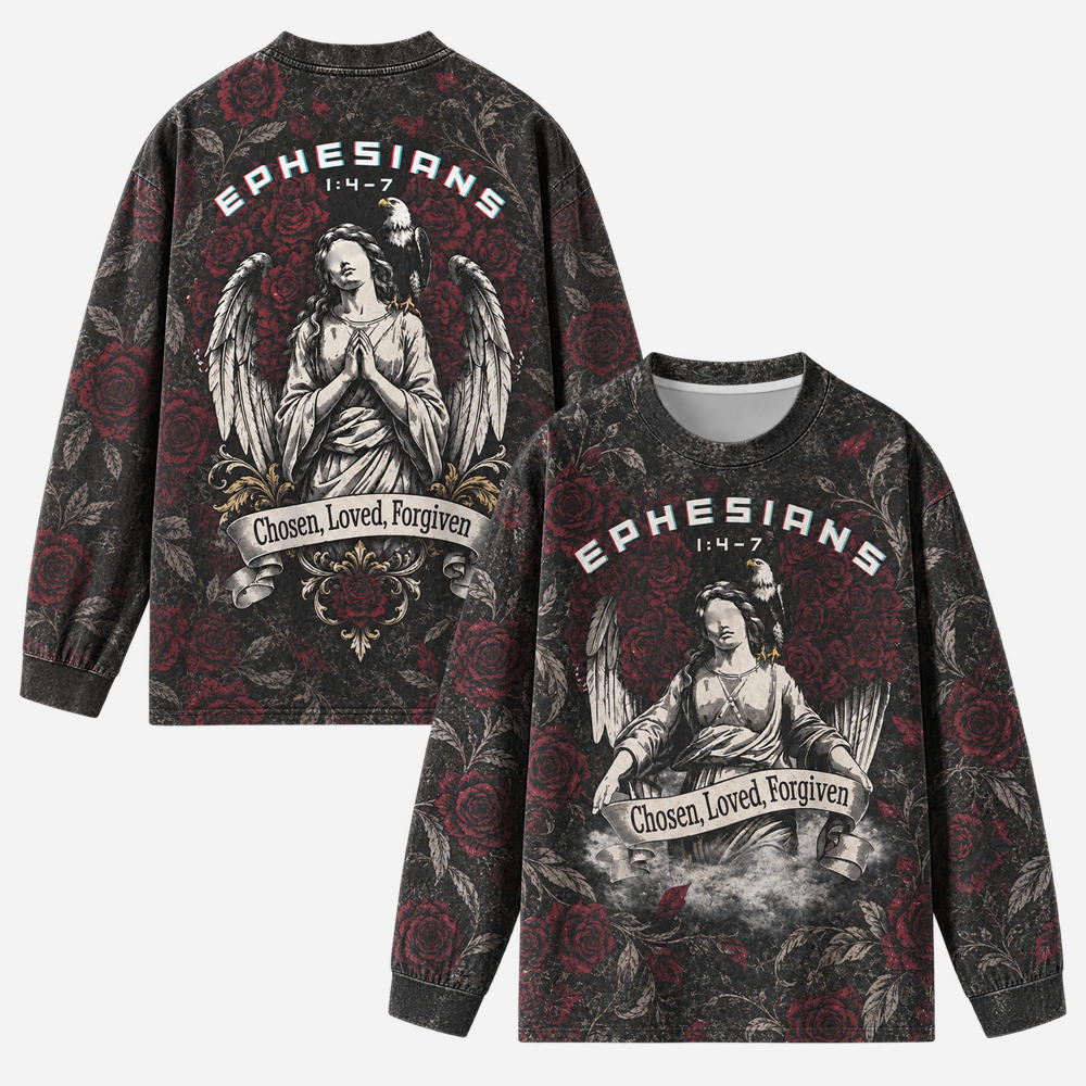 Rose Guardian Eco Oversized Long-Sleeve Graphic Tees · GRS Certified