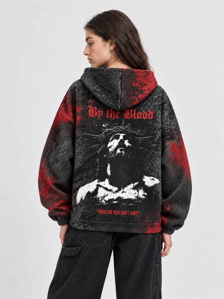 By The Blood All Over Print Scuba Hoodie