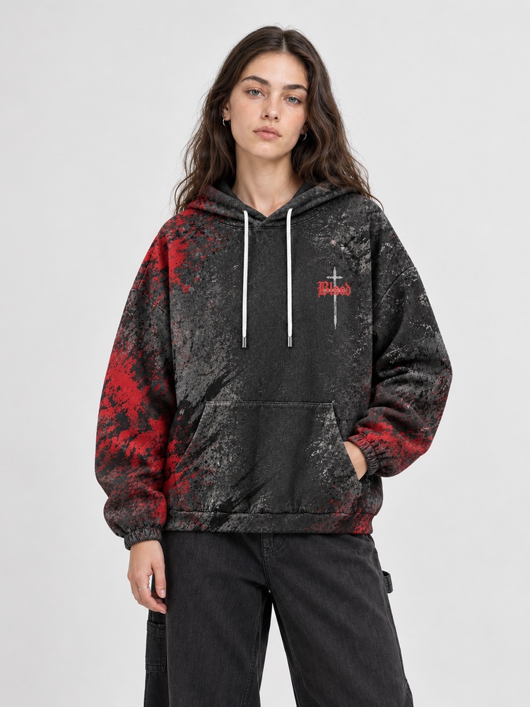 By The Blood All Over Print Scuba Hoodie