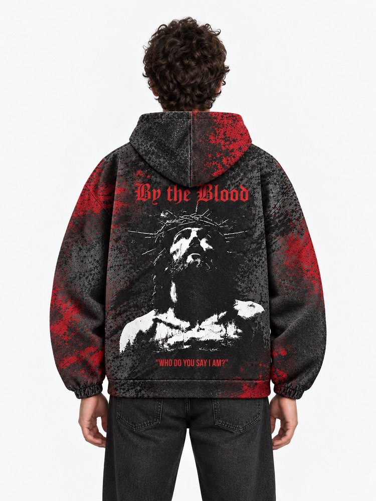 By The Blood All Over Print Scuba Hoodie