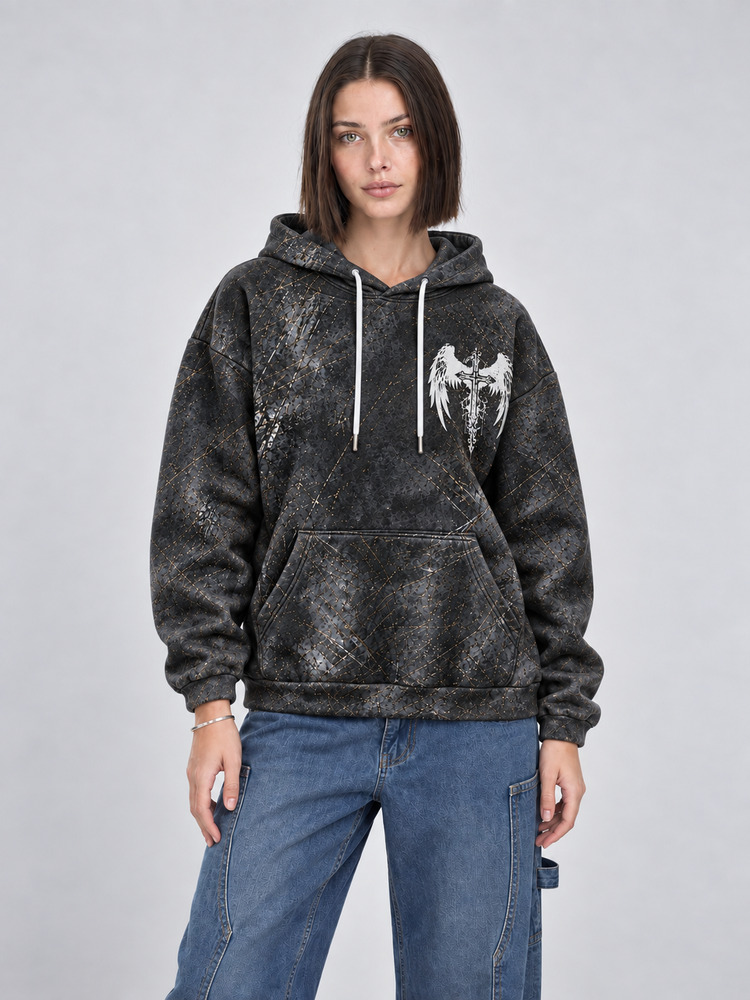 Winged Emblem All Over Print Scuba Hoodie