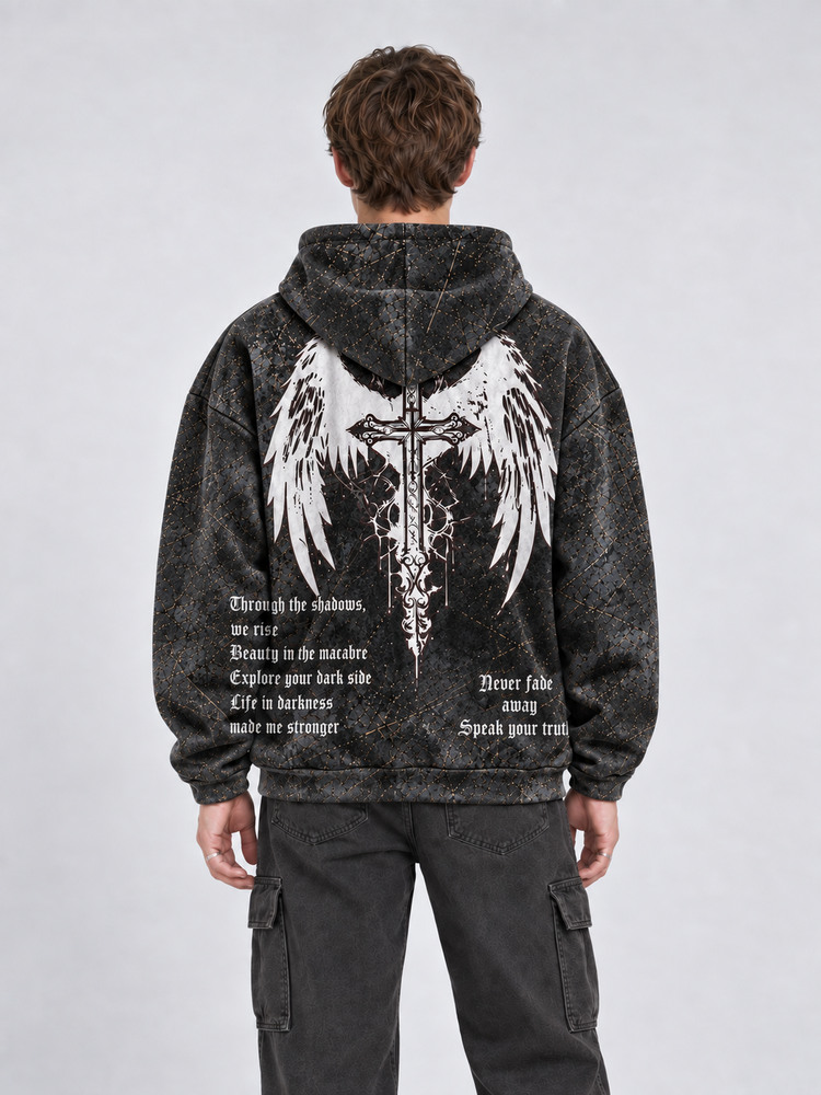 Winged Emblem All Over Print Scuba Hoodie