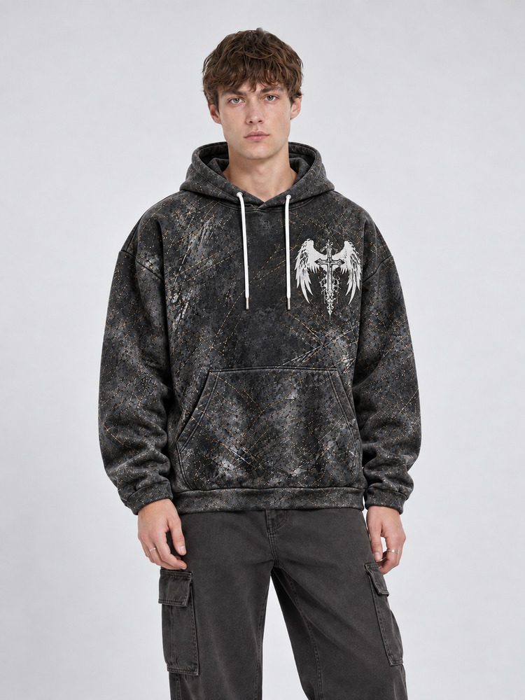 Winged Emblem All Over Print Scuba Hoodie
