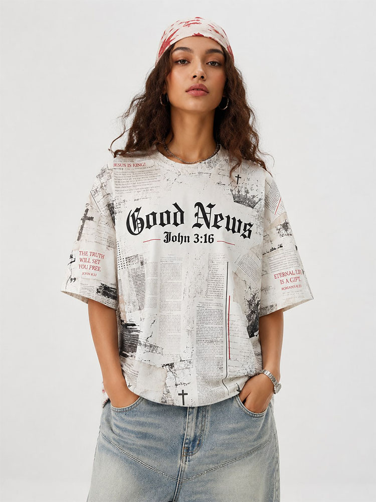 The Good News Eco Oversized Graphic Tees · GRS Certified